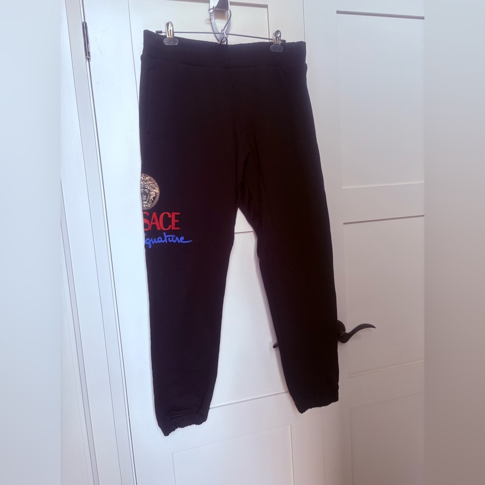 Authentic Versace Men’s Black and Blue Logo sweat pants